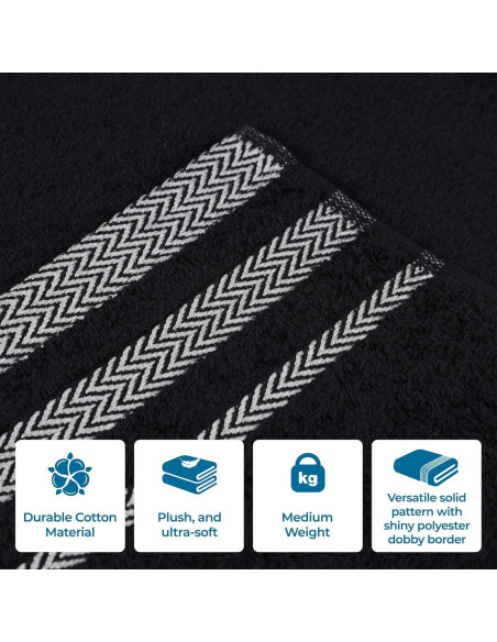 Juego de Toallas de Algodón Superior Hays 12 Piezas Negro