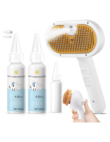 Cepillo de Vapor para Mascotas VVWVVW 20 cm con 2 Shampoo