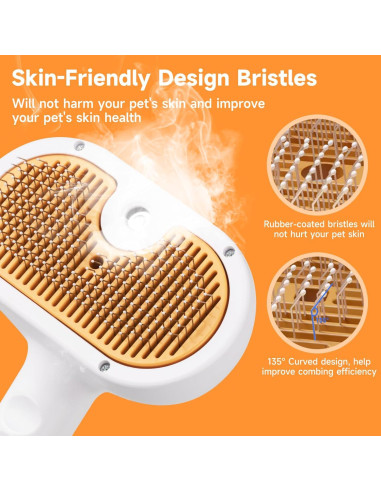 Cepillo de Vapor para Mascotas VVWVVW 20 cm con 2 Shampoo