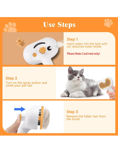 Cepillo de Vapor para Mascotas VVWVVW 20 cm con 2 Shampoo