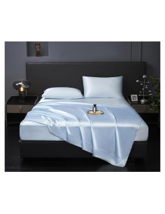 Juego de Sábanas Twin Revdomfly de Satén Azul Bebé 3 Piezas