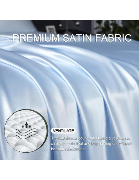 Juego de Sábanas Twin Revdomfly de Satén Azul Bebé 3 Piezas