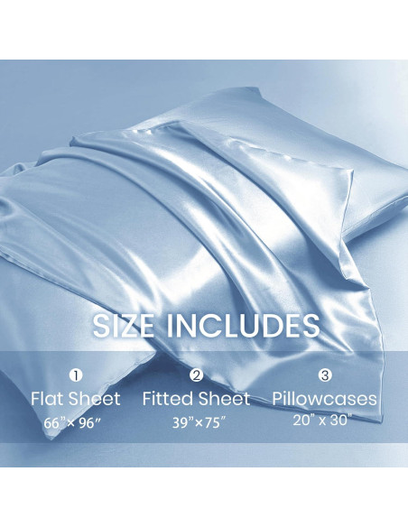 Juego de Sábanas Twin Revdomfly de Satén Azul Bebé 3 Piezas