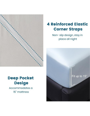 Juego de Sábanas Twin Revdomfly de Satén Azul Bebé 3 Piezas