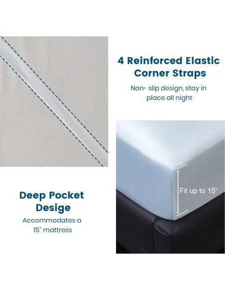 Juego de Sábanas Twin Revdomfly de Satén Azul Bebé 3 Piezas