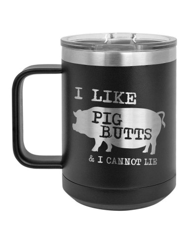 Taza de Café Aislada 15 oz BBQ Fans Negra con Tapa