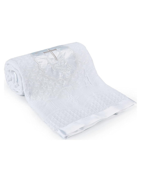 Manta de Bautizo para Bebé Booulfi Blanca 91x127 cm Bordada