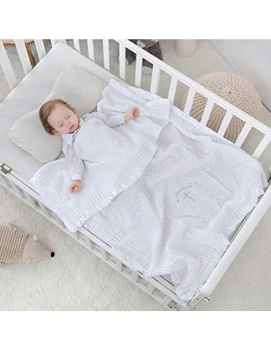 Manta de Bautizo para Bebé Booulfi Blanca 91x127 cm Bordada