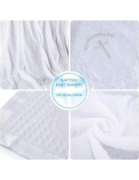 Manta de Bautizo para Bebé Booulfi Blanca 91x127 cm Bordada