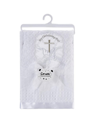 Manta de Bautizo para Bebé Booulfi Blanca 91x127 cm Bordada