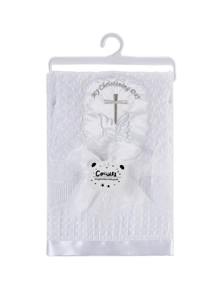 Manta de Bautizo para Bebé Booulfi Blanca 91x127 cm Bordada