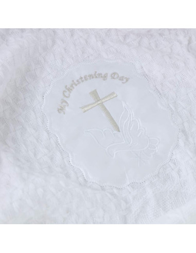 Manta de Bautizo para Bebé Booulfi Blanca 91x127 cm Bordada