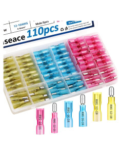 Kit de Conectores Bullet 110Pcs smseace AWG 22-10 Impermeables