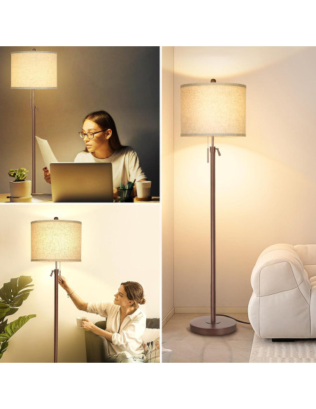 Lámpara de Pie Ajustable Marrón Metálica QINGMIAO 170cm LED 8W