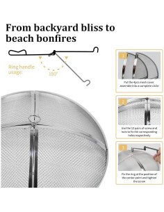 Pantalla Protectora de Fogata Baitedelai 49.5 cm Acero Inoxidable 2