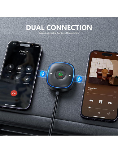 Adaptador Bluetooth 5.3 SONRU para Coche - Receptor Aux con Micrófono