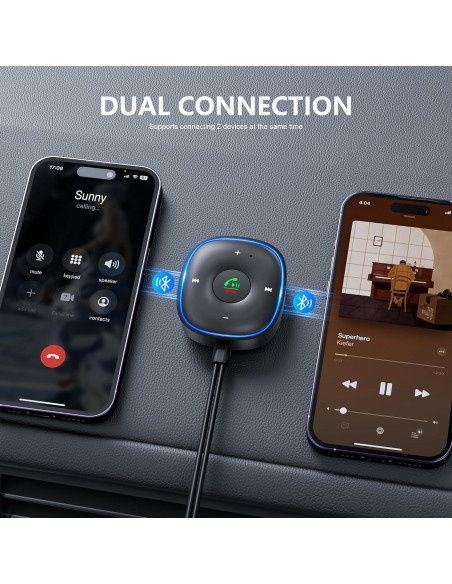 Adaptador Bluetooth 5.3 SONRU para Coche - Receptor Aux con Micrófono