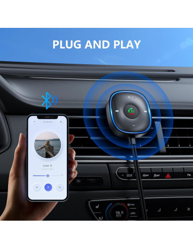 Adaptador Bluetooth 5.3 SONRU para Coche - Receptor Aux con Micrófono