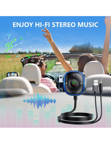 Adaptador Bluetooth 5.3 SONRU para Coche - Receptor Aux con Micrófono