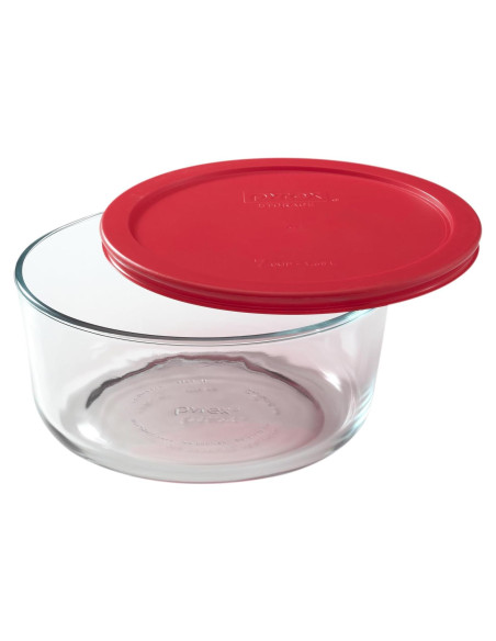 Tazón de Vidrio Pyrex 7203 de 7 Tazas con Tapa Roja 7402-PC