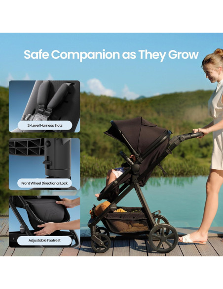 Carriola Estándar Mompush Meteor 2 en 1 Negra con Adaptador