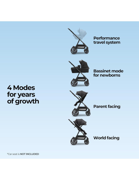 Carriola Estándar Mompush Meteor 2 en 1 Negra con Adaptador