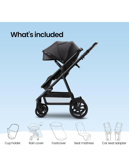 Carriola Estándar Mompush Meteor 2 en 1 Negra con Adaptador