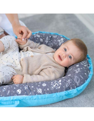 Cuna para Bebés Beeezy Buddies Azul/Gris 0-24 Meses Portátil
