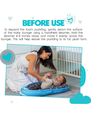 Cuna para Bebés Beeezy Buddies Azul/Gris 0-24 Meses Portátil