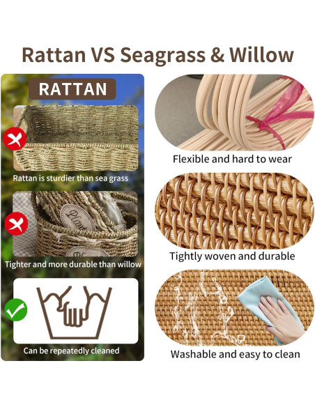 Cesta de Picnic de Ratán LALASUN 28 cm Redonda Marrón