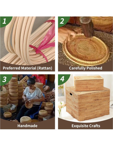 Cesta de Picnic de Ratán LALASUN 28 cm Redonda Marrón