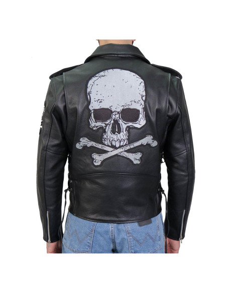 Chaqueta de Cuero para Motocicleta Hot Leathers JKM2001 Negra