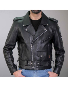 Chaqueta de Cuero para Motocicleta Hot Leathers JKM2001 Negra 2