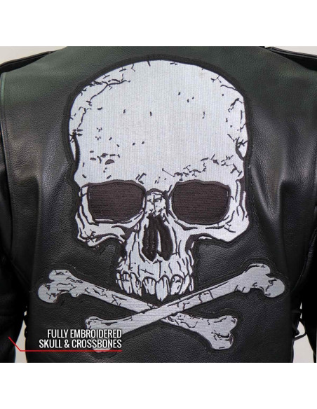 Chaqueta de Cuero para Motocicleta Hot Leathers JKM2001 Negra