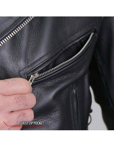 Chaqueta de Cuero para Motocicleta Hot Leathers JKM2001 Negra