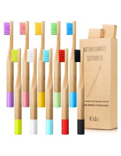 Juego de 10 cepillos de dientes de bambú Boao - Cerda suave, orgánico