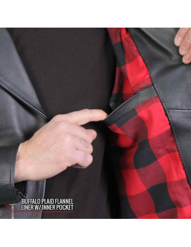 Chaqueta de Cuero para Motocicleta Hot Leathers JKM2001 Negra