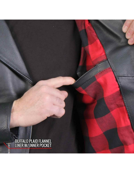 Chaqueta de Cuero para Motocicleta Hot Leathers JKM2001 Negra