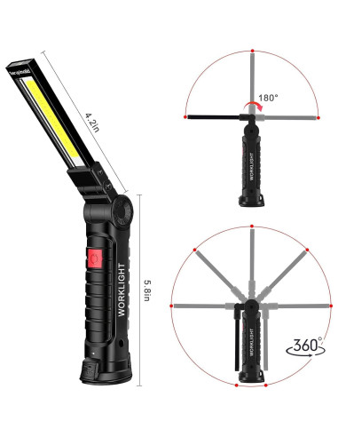 Luz de Trabajo LED Recargable UNUSROOM 3PCS 1200 Lúmenes