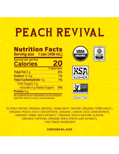 Yerba Mate Orgánica Guayakí Resurgimiento Durazno 438ml 2