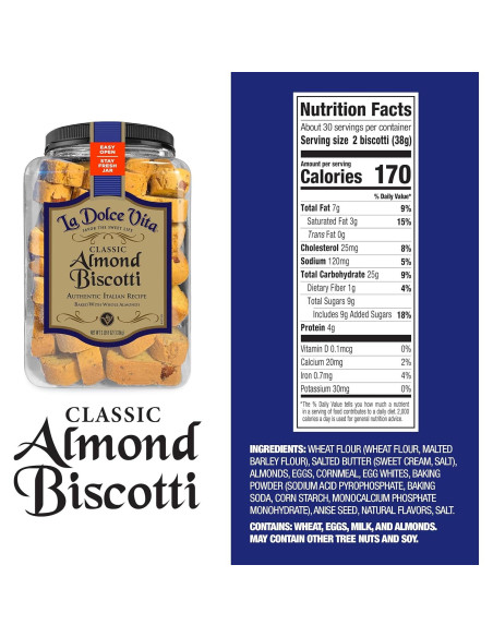Galletas Biscotti Italianas La Dolce Vita Almendra 1134 g
