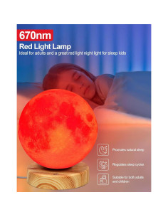 Lámpara de Noche Roja Aoife S9 Luz Luna 670nm Carga USB 2