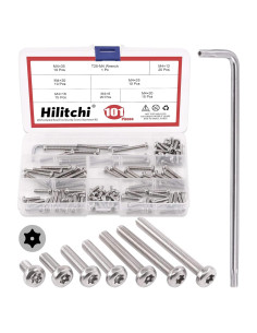 Kit de 100 Tornillos de Seguridad Torx M4 Hilitchi Acero Inoxidable