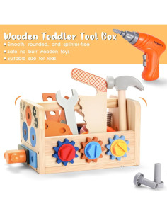 Juego de Herramientas de Madera REXBETI 43Pcs para Niños 2