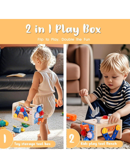Juego de Herramientas de Madera REXBETI 43Pcs para Niños