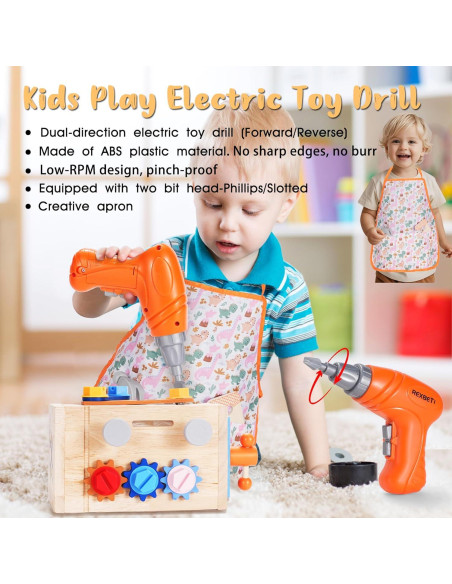 Juego de Herramientas de Madera REXBETI 43Pcs para Niños