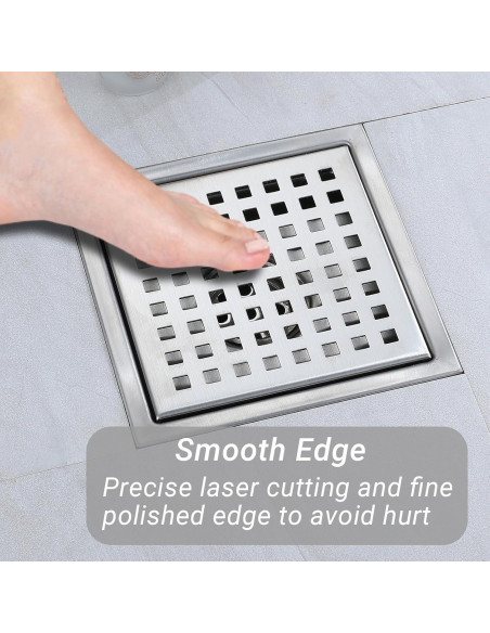 Desagüe Cuadrado TRJIKAG 10.16x10.16 cm Acero Inoxidable Níquel