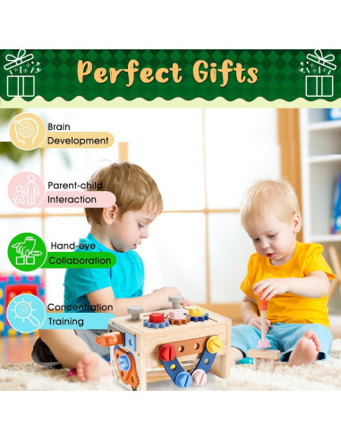 Juego de Herramientas de Madera REXBETI 43Pcs para Niños