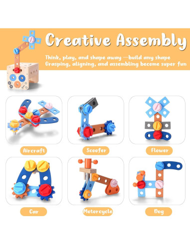 Juego de Herramientas de Madera REXBETI 43Pcs para Niños