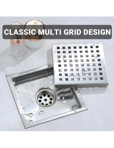 Desagüe Cuadrado TRJIKAG 10.16x10.16 cm Acero Inoxidable Níquel